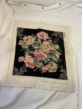 Candamar Designs Floral Needlepoint Canvas in Pink & Green